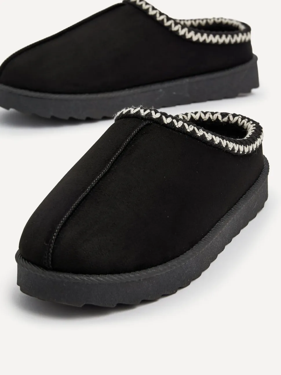 Linzi Black Tana Faux Suede Slip-On Slippers