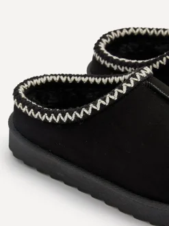 Linzi Black Tana Faux Suede Slip-On Slippers