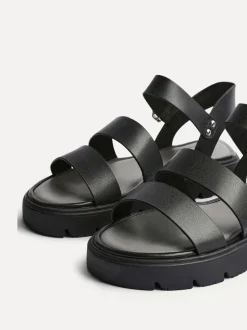 Linzi Black Tayla Wide Fit Gladiator Style Two Strap Sandals