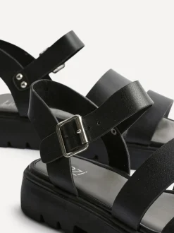 Linzi Black Tayla Wide Fit Gladiator Style Two Strap Sandals