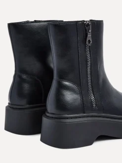 Linzi Black Valley Platform Ankle Boots With Side Zip Detail