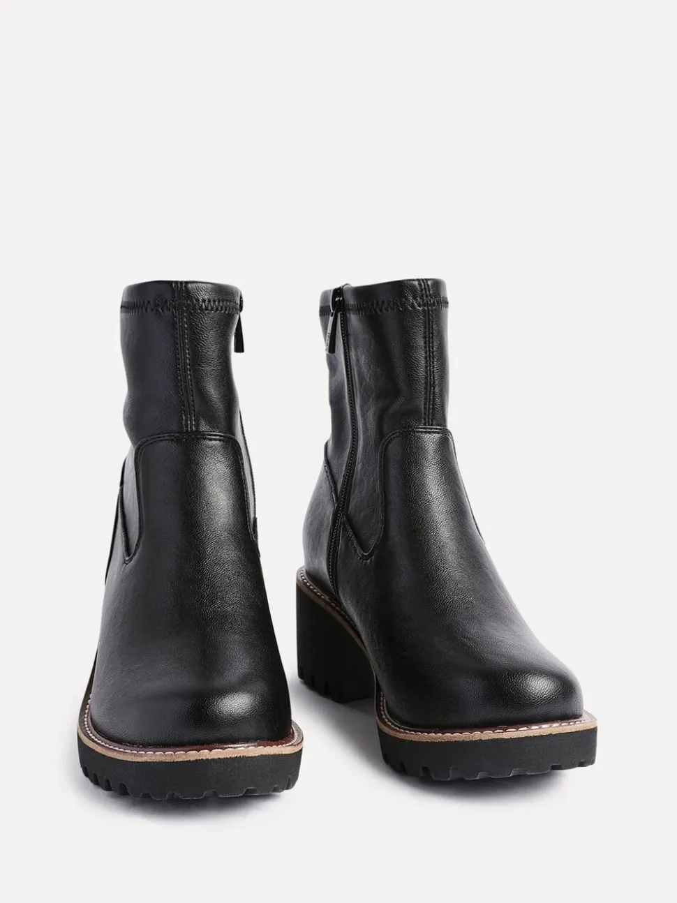 Linzi Black Wide Fit Pulse Stretch Wedged Heel Ankle Boots