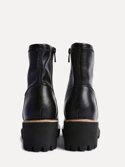 Linzi Black Wide Fit Pulse Stretch Wedged Heel Ankle Boots