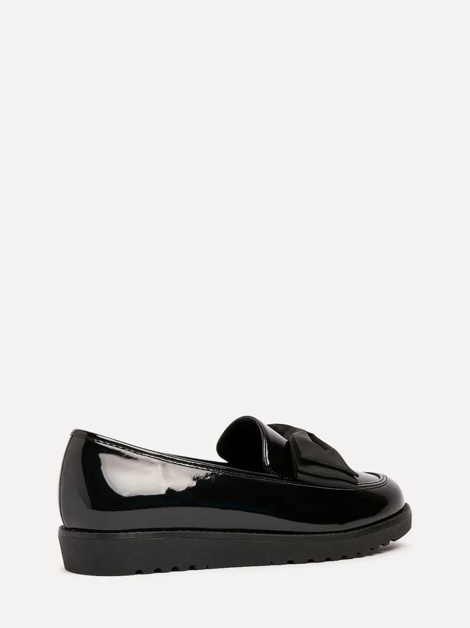 Linzi Black Wide Fit Violetta Classic Slip-On Loafers With Fabric Bow Detail