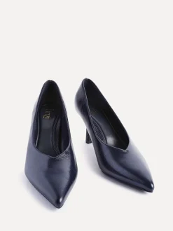 Linzi Blue Bellamy V-Shaped Closed Toe Court Heels