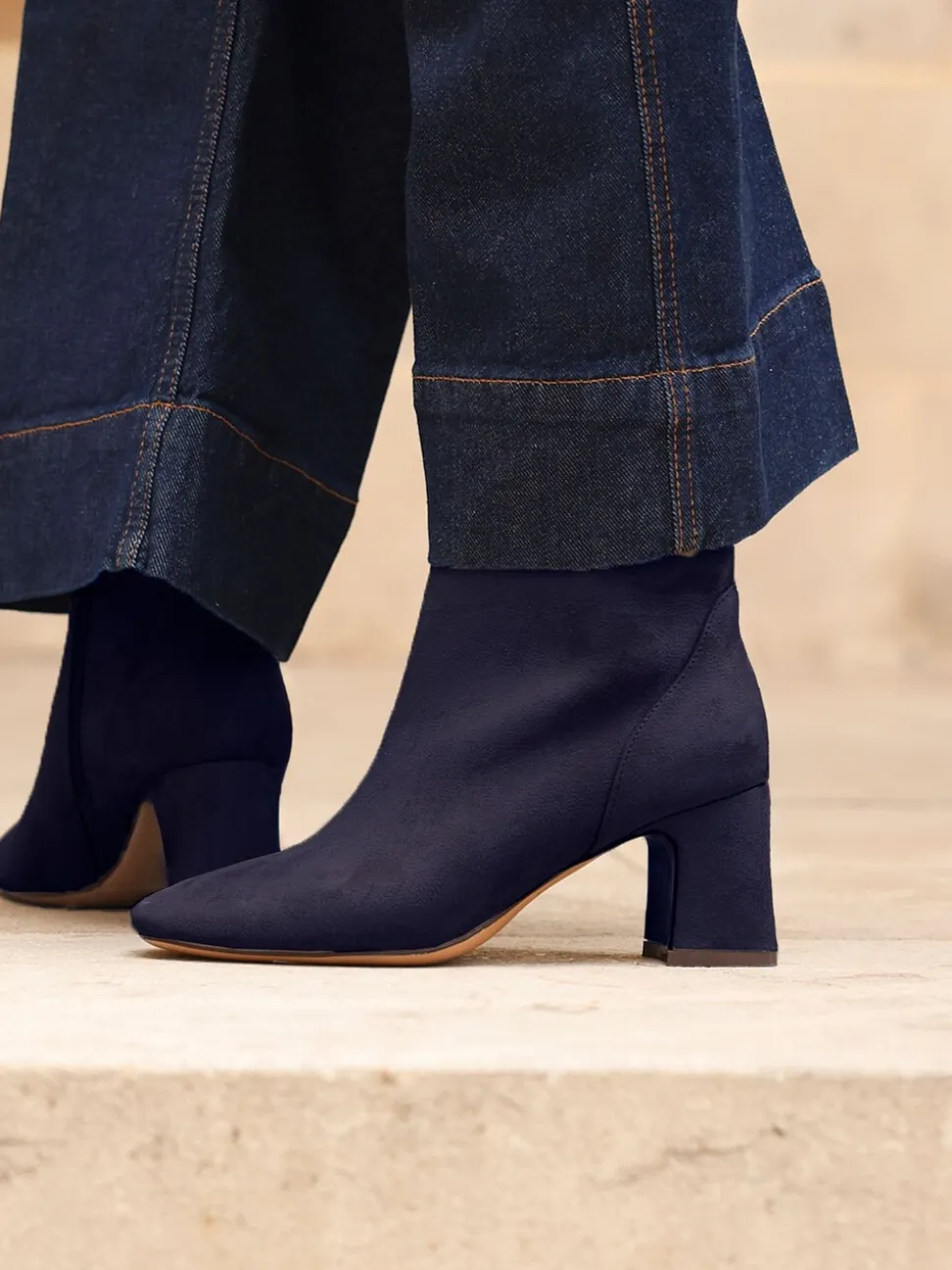 Linzi Blue Cove Comfort Block Heeled Ankle Boot