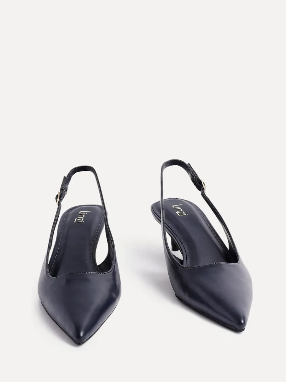 Linzi Blue Elvira Kitten Heel Slingback Courts