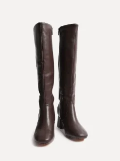 Linzi Brown Fable Wide Fit Block Heeled High Leg Boots