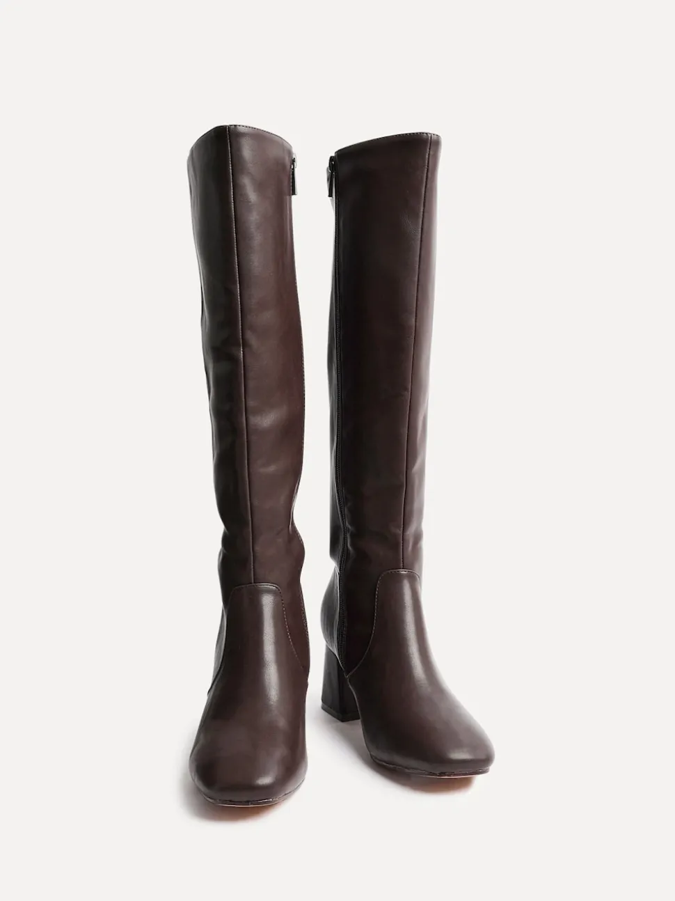 Linzi Brown Fable Wide Fit Block Heeled High Leg Boots