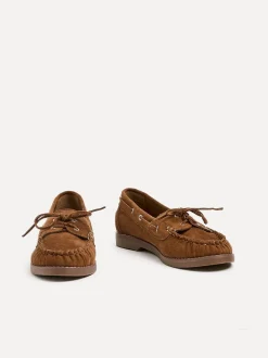 Linzi Brown Frame Slip-On Loafers With Ruched Front Detailing