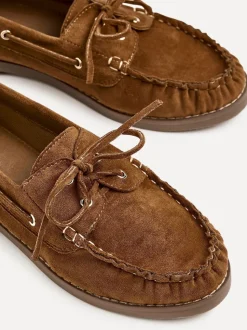 Linzi Brown Frame Slip-On Loafers With Ruched Front Detailing