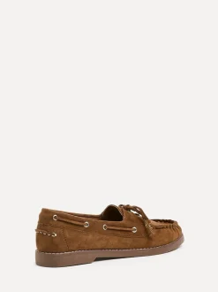 Linzi Brown Frame Slip-On Loafers With Ruched Front Detailing