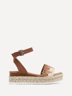 Linzi Brown Harbour Two Part Raffia Flatform Sandals