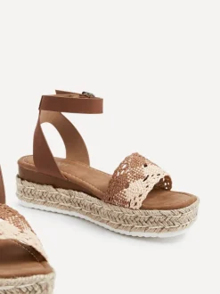 Linzi Brown Harbour Two Part Raffia Flatform Sandals
