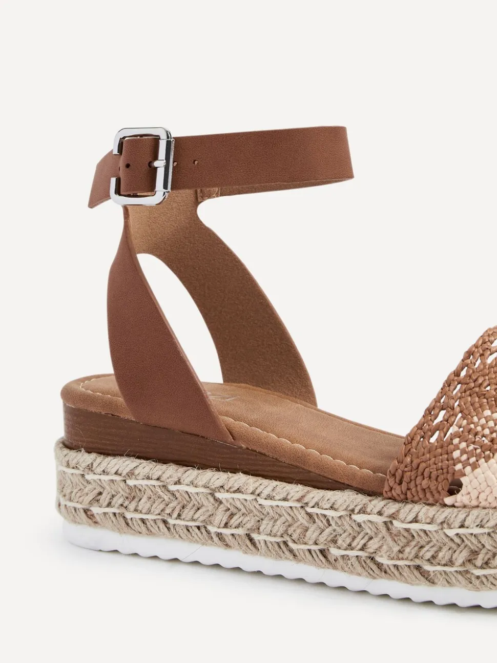 Linzi Brown Harbour Two Part Raffia Flatform Sandals
