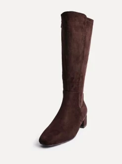 Linzi Brown Light Revolve Stretch High Leg Boot With Low Block Heel