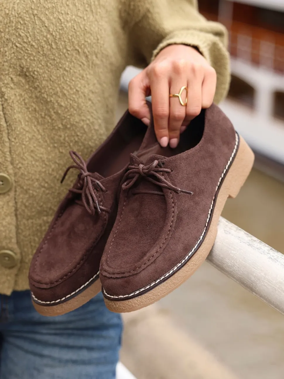 Linzi Brown Perth Laced Chunky Loafers
