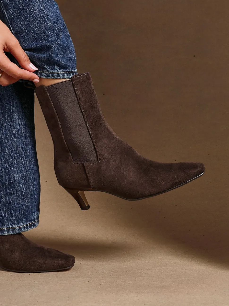 Linzi Brown Ritual Kitten Heeled Chelsea Boots