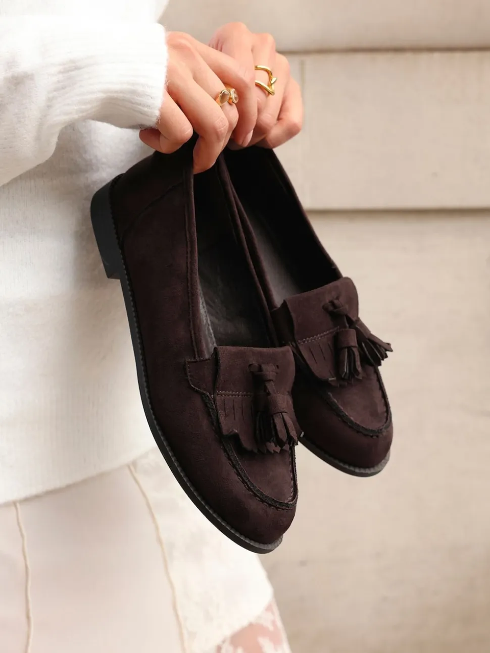 Linzi Brown Rosemary Classic Slip-On Loafers With Tassel Detail