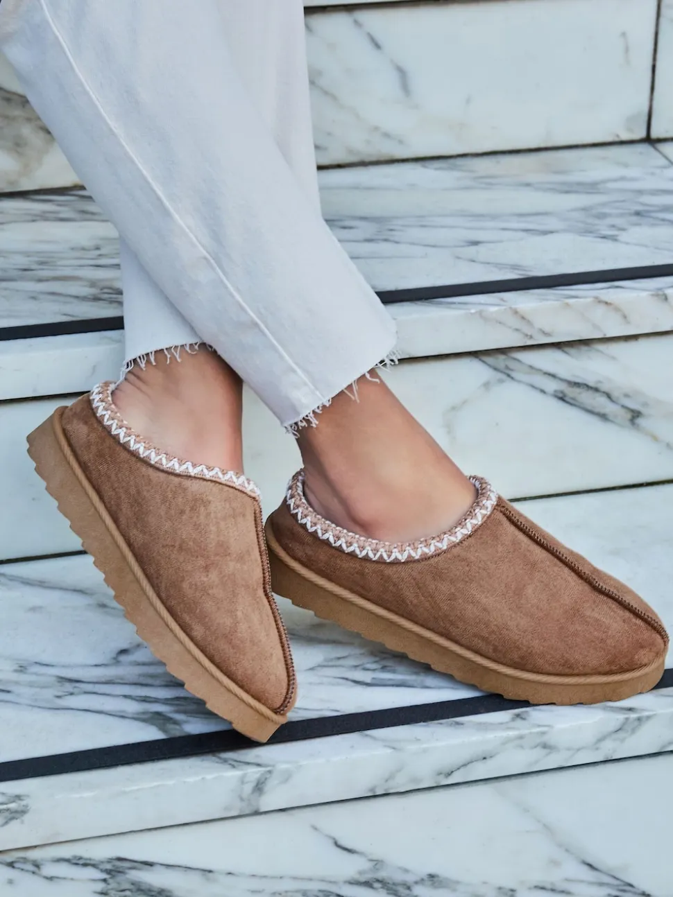 Linzi Brown Tana Faux Suede Slip-On Slippers