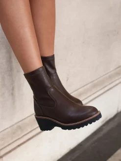 Linzi Brown Trish Stretch Wedged Heel Ankle Boots
