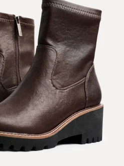 Linzi Brown Trish Stretch Wedged Heel Ankle Boots