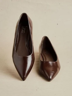 Linzi Brown Wide Fit Compete Pointed Toe Ballet Flat Shoes