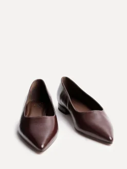 Linzi Brown Wide Fit Compete Pointed Toe Ballet Flat Shoes