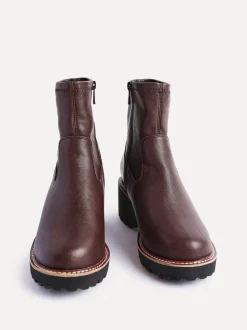 Linzi Brown Wide Fit Pulse Stretch Wedged Heel Ankle Boots