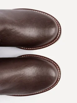 Linzi Brown Wide Fit Pulse Stretch Wedged Heel Ankle Boots