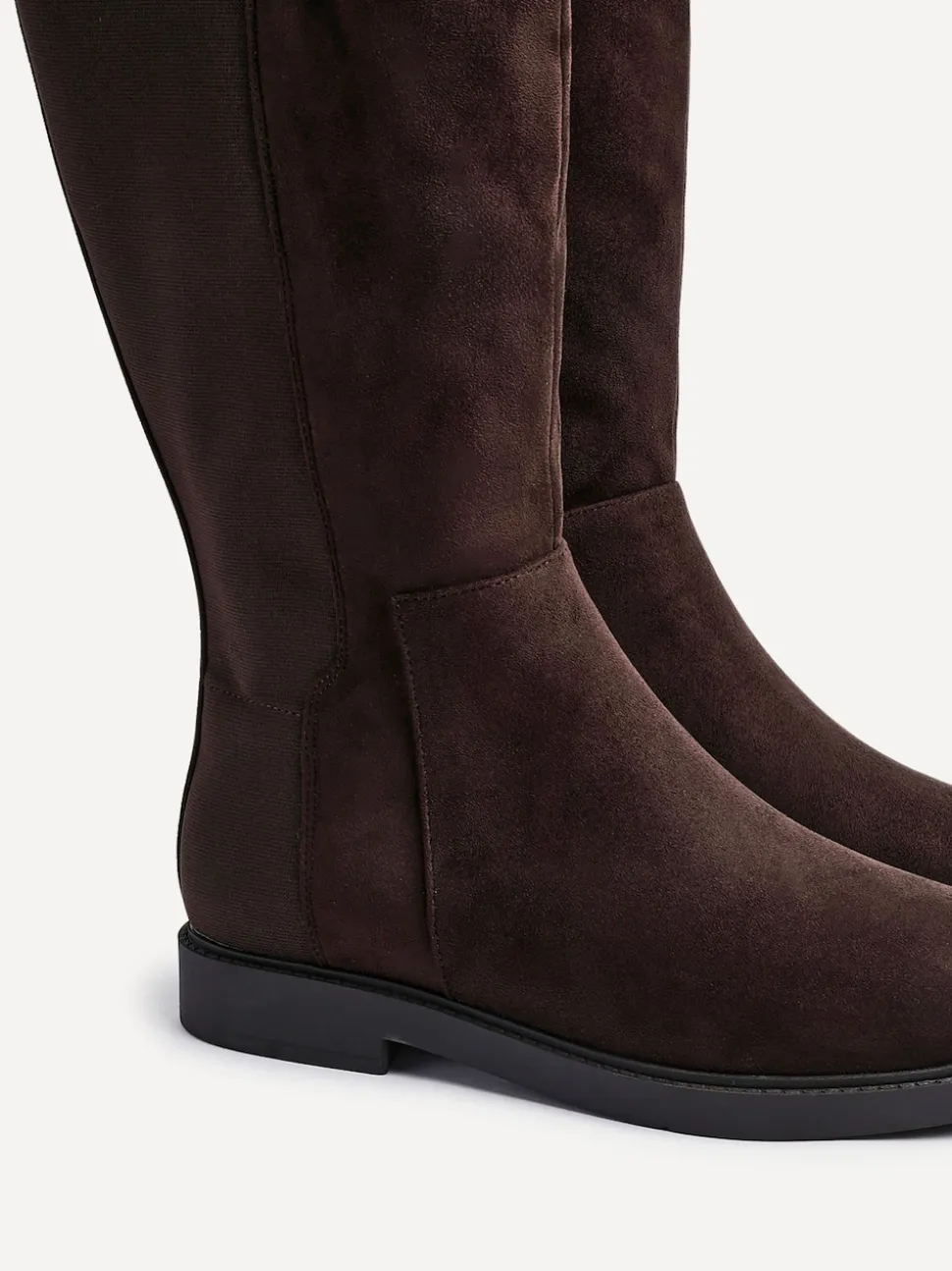 Linzi Brown Wide Fit Wide Fit Steel High Leg Boots With Stretch Panel