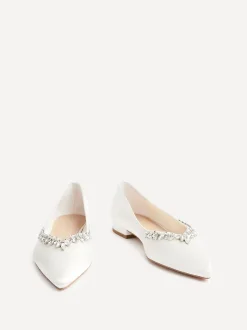 Linzi Cream Bridal Endless Pointed Toe Ballet Flat With Trim Shoes