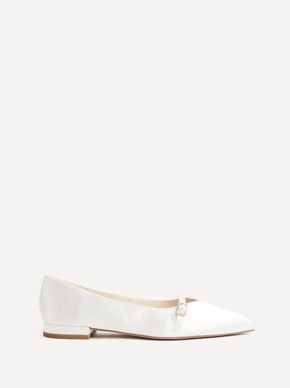 Linzi Cream Bridal Engaged Pointed Toe Ballet Flats With Buckle Detail