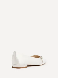 Linzi Cream Bridal Engaged Pointed Toe Ballet Flats With Buckle Detail
