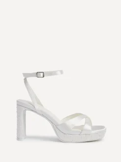 Linzi Cream Bridal Romantica Platform Heeled Sandals with Embellishments