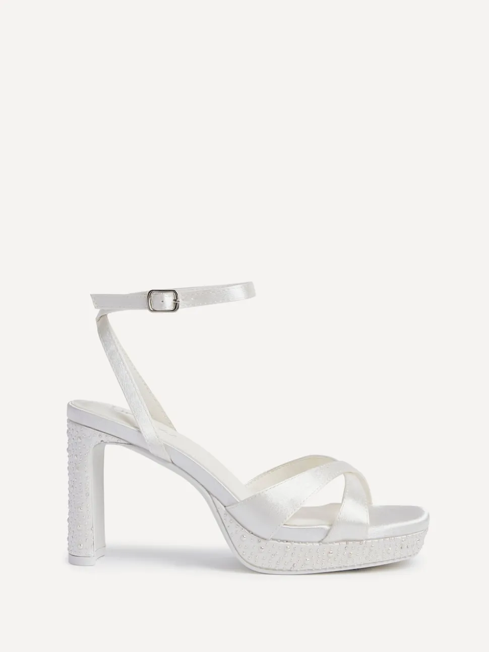 Linzi Cream Bridal Romantica Platform Heeled Sandals with Embellishments