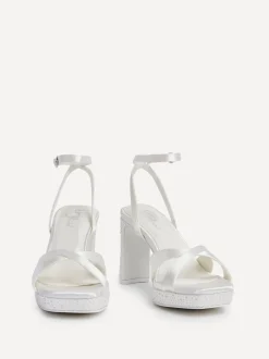 Linzi Cream Bridal Romantica Platform Heeled Sandals with Embellishments