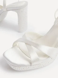 Linzi Cream Bridal Romantica Platform Heeled Sandals with Embellishments