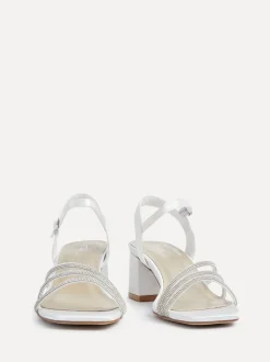Linzi Cream Bridal Wide Fit Mariah Open Back Heels With Diamante Triple Front