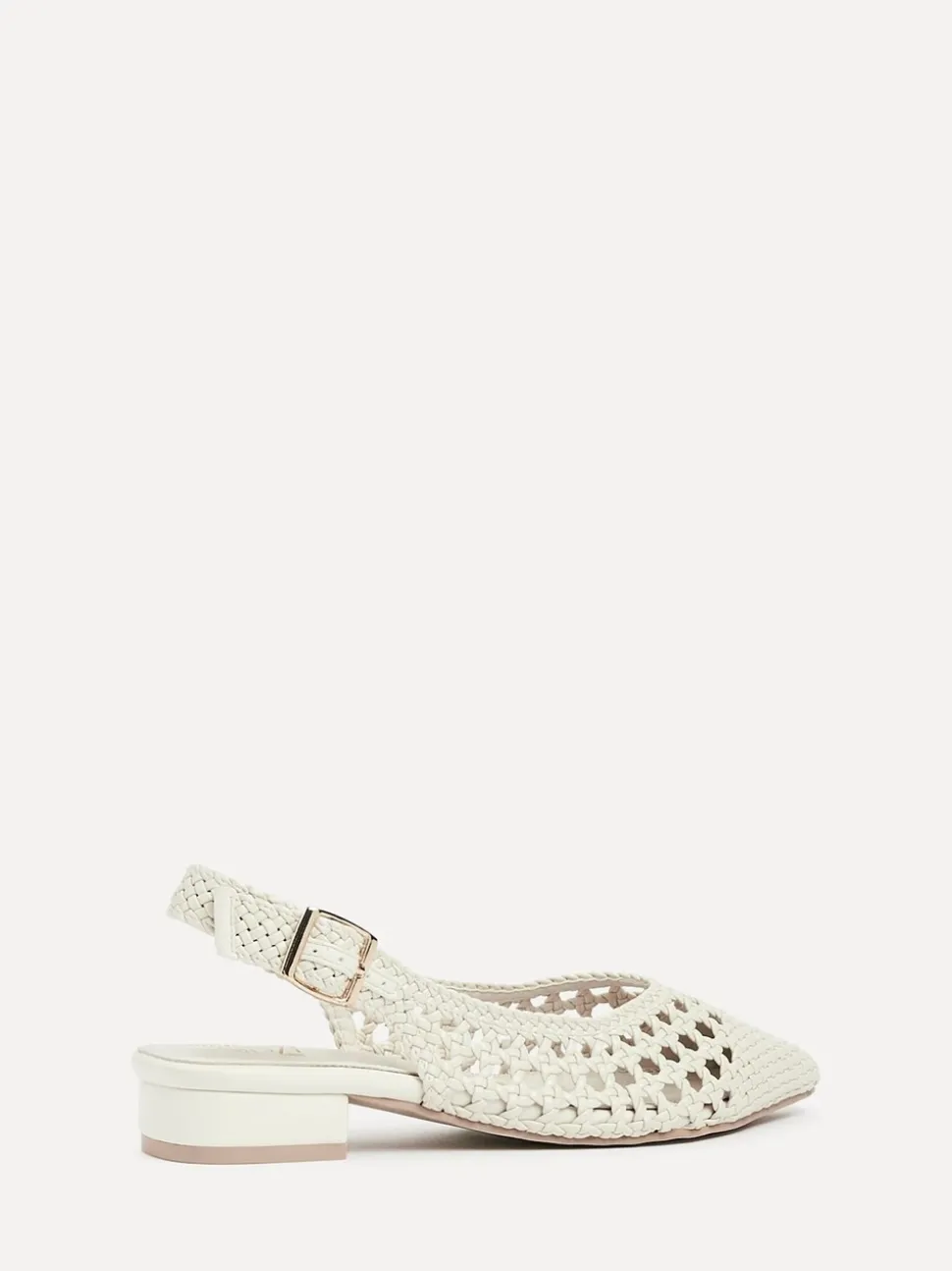 Linzi Cream Carolina Low Heeled Woven Slingback Courts