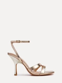 Linzi Gold Bronte Heeled Sandals with Double Front Strap