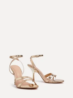 Linzi Gold Bronte Heeled Sandals with Double Front Strap