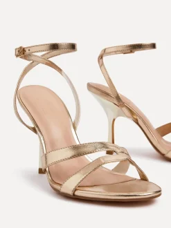 Linzi Gold Bronte Heeled Sandals with Double Front Strap