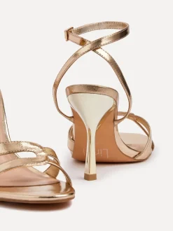 Linzi Gold Bronte Heeled Sandals with Double Front Strap