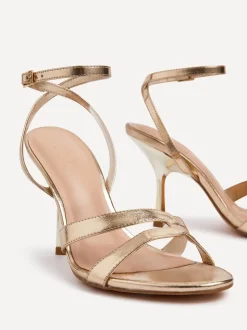 Linzi Gold Bronte Heeled Sandals with Double Front Strap