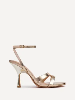 Linzi Gold Bronte Heeled Sandals with Double Front Strap
