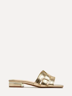 Linzi Gold Caprice Low Heeled Mule Sandals