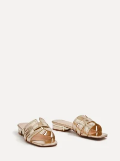 Linzi Gold Caprice Low Heeled Mule Sandals