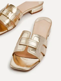 Linzi Gold Caprice Low Heeled Mule Sandals