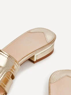 Linzi Gold Caprice Low Heeled Mule Sandals